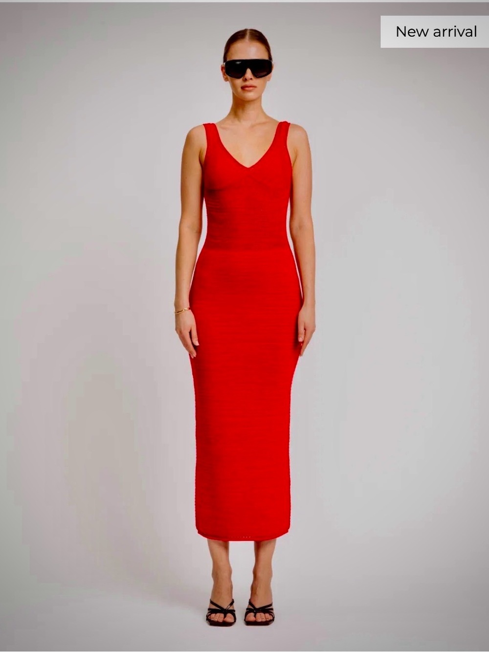 New Torn by Ronny Kobo Madi Red Knit Maxi Dress Size Medium